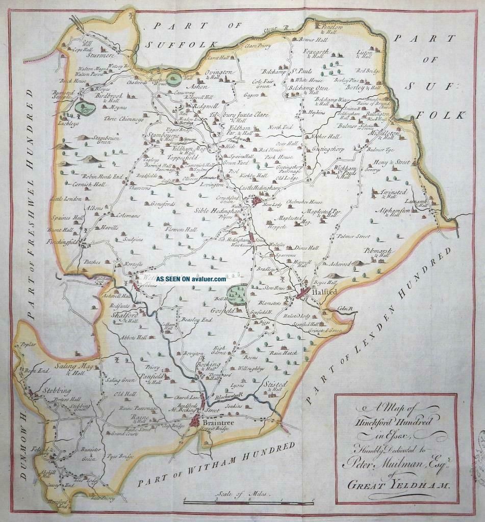 1768 ESSEX Map Of HINCKFORD HUNDRED Braintree Halsted Stebbing ...
