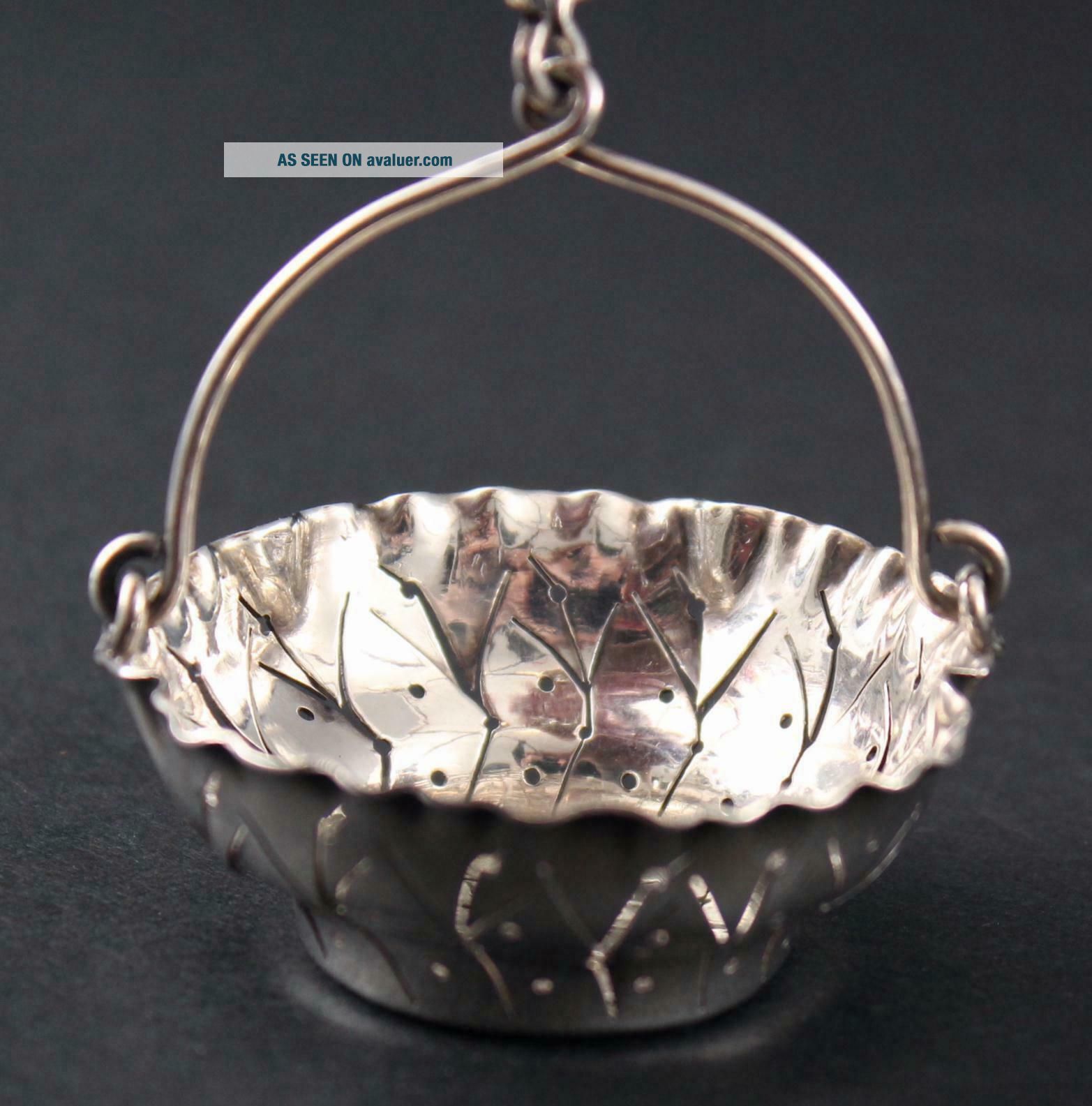 4 Antique Birmingham Sterling & Hallmarked French Silver Tea Strainers ...