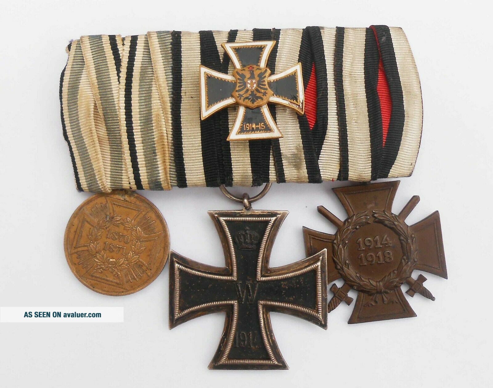 Germanic Ribbons WW1 German 3 Pc. Ribbon Bar In Parade Wrap With Enamel Device On EK2 ...