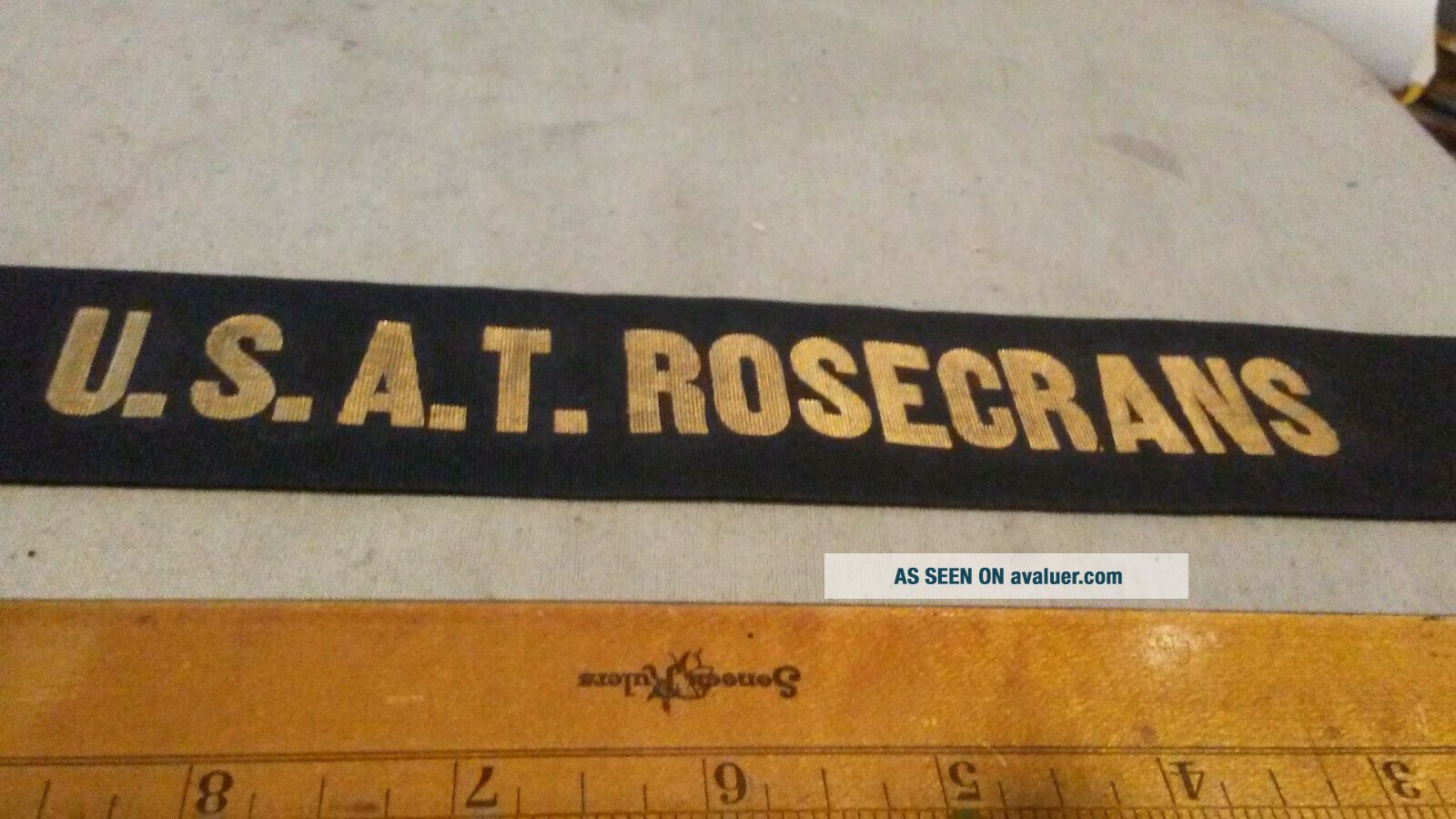 YEAR 1900 U.  S.  A.  T.  ROSECRANS Cap Hat Tally Ribbon BOXER REBELLION