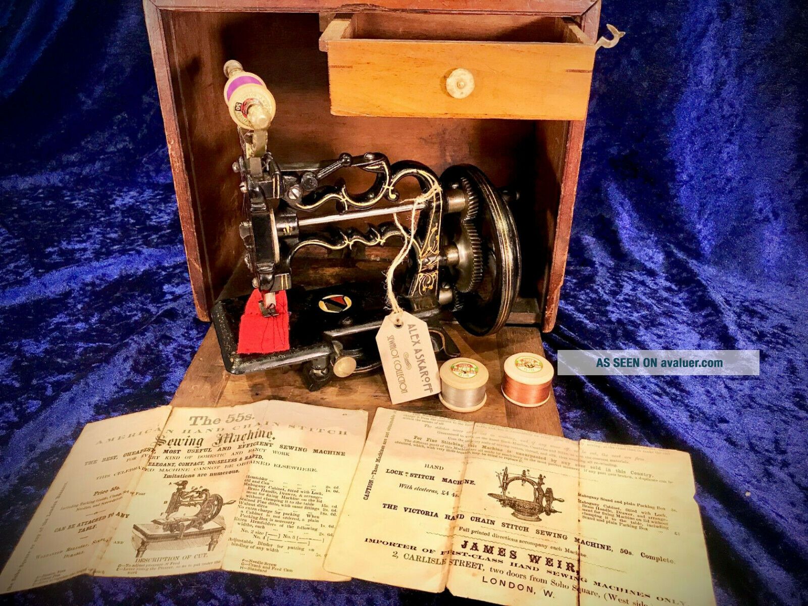 ANTIQUE VINTAGE OLD WEIR RAYMOND HANDCRANK SEWING MACHINE,  CIRCA 1870’s