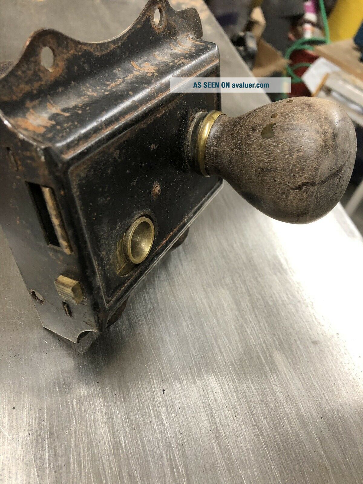 Vintage Victorian Rim Lock With Large Hardwood Door Knobs | #400644