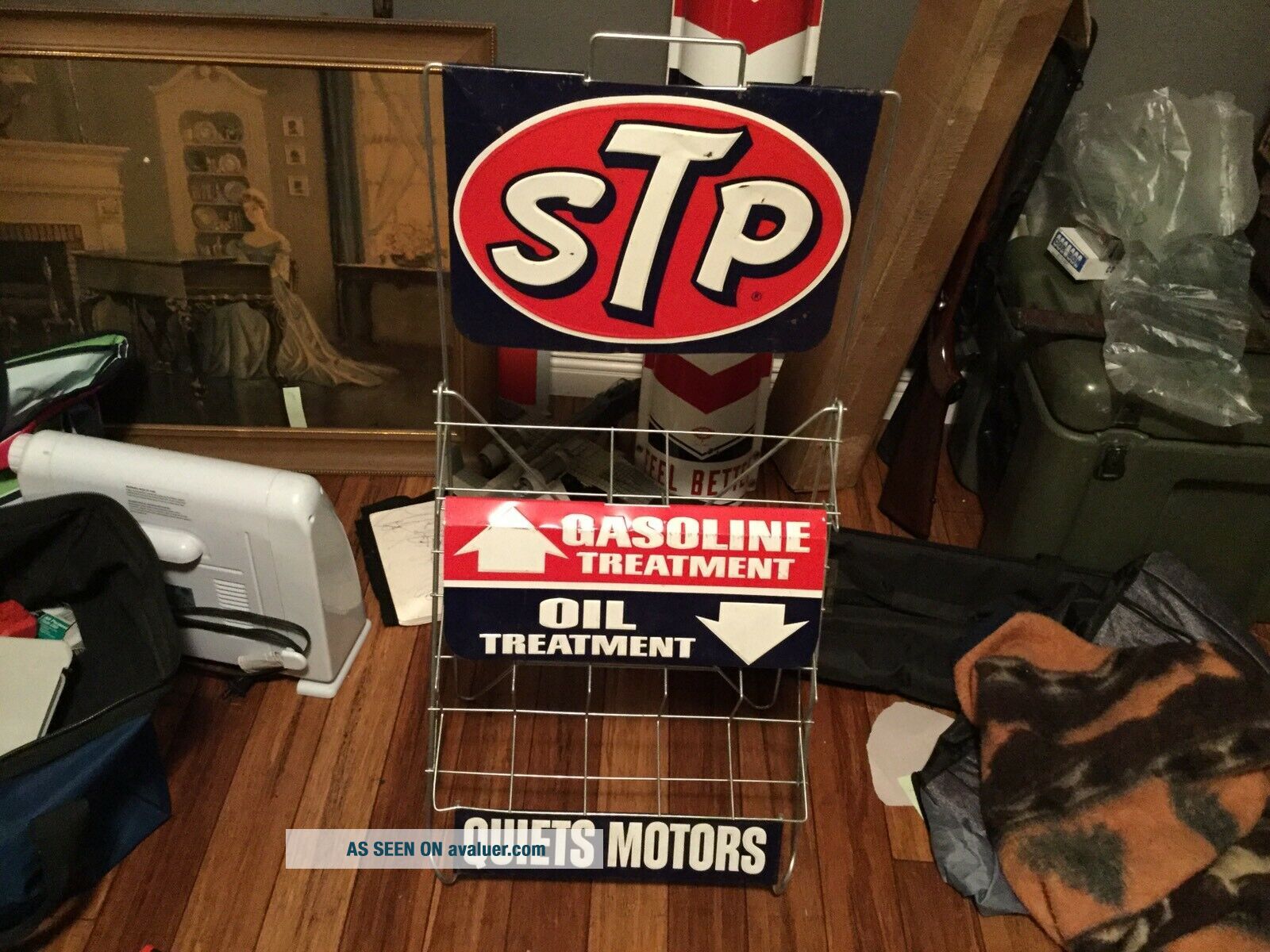 Service Station Rack Vintage Embossed STP Motor Oil Can Display Gas Service Station Rack ...