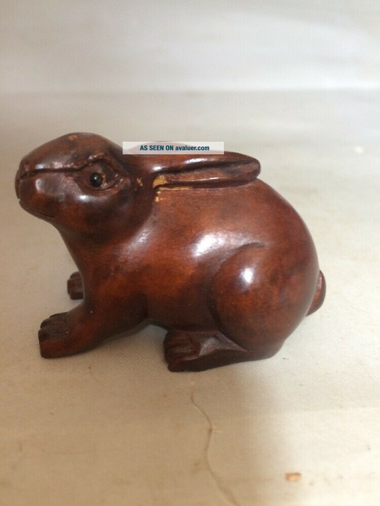 Boxwood Rabbit Boxwood Hand Carved Japanese Netsuke Sculpture Zodiac Rabbit | #486290