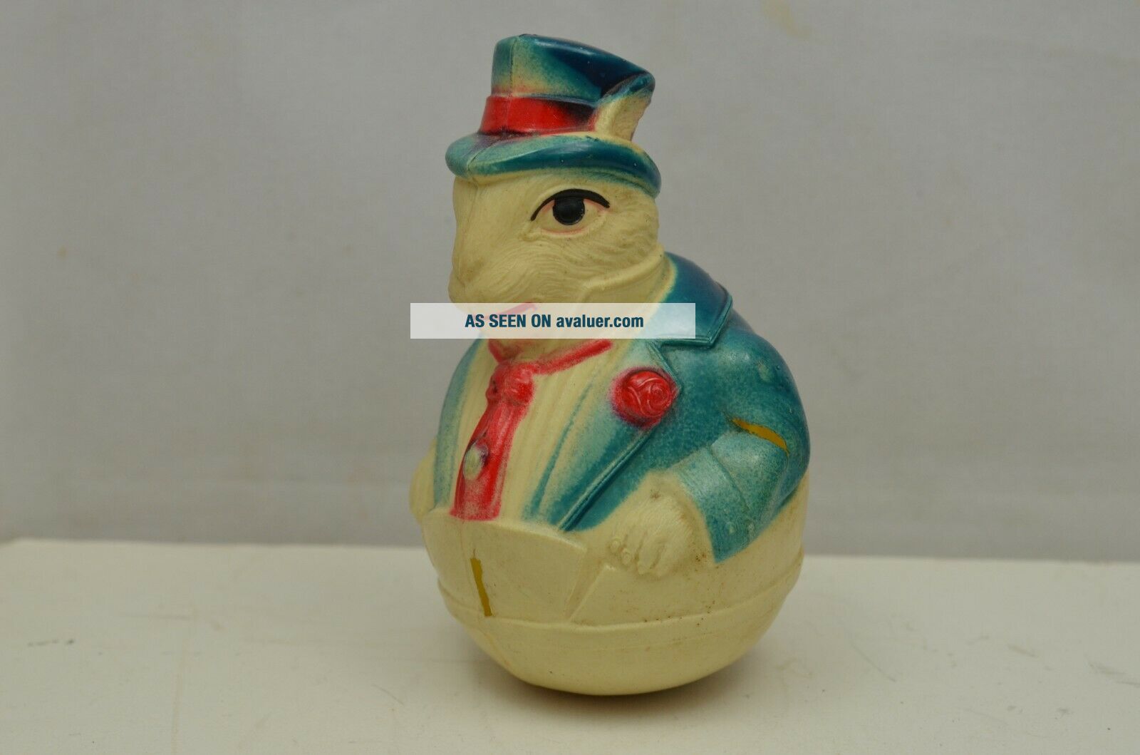 Viscoloid Roly Poly Rabbit Vintage Viscoloid Celluloid Roly Poly Bunny Rabbit In Blue Suit USA Iz ...