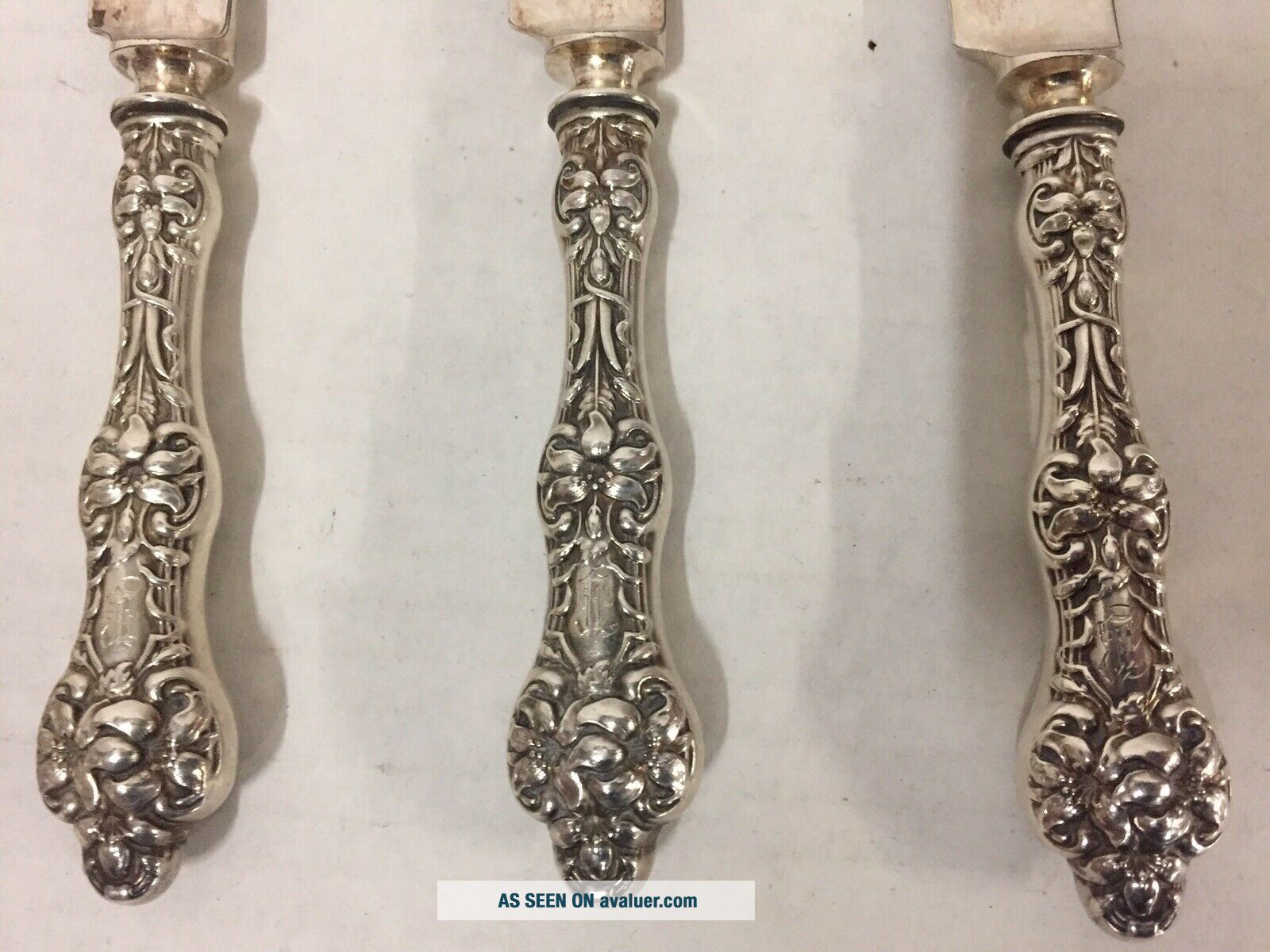 Set Of 6 STERLING Silver KNIVES OLD ORANGE BLOSSOM ALVIN W/ “B ...