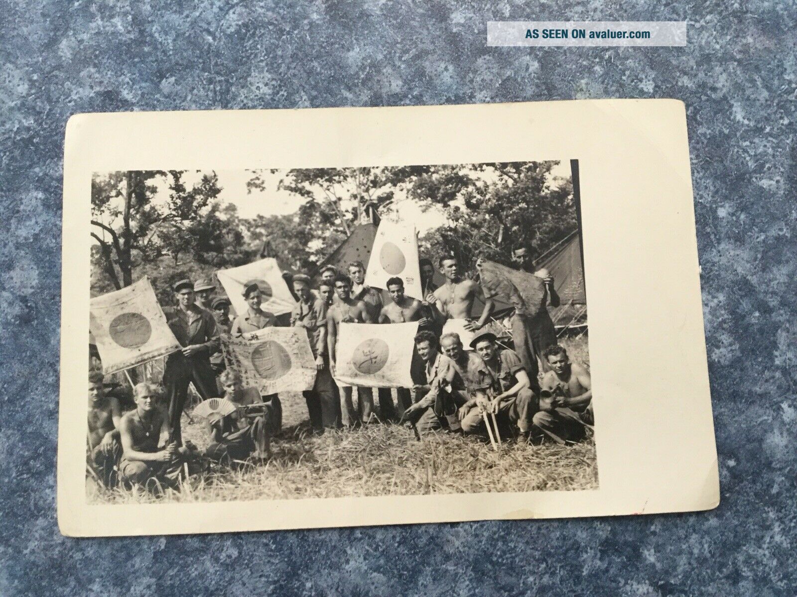 WWII Photo Of US Soldiers With Captured Japanese Flags | #606267