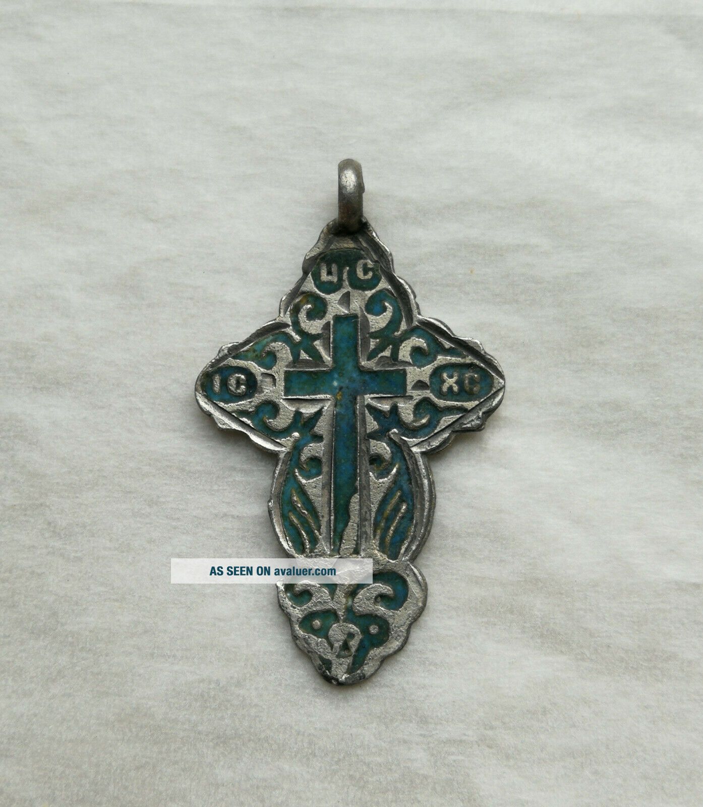 LATE/POST MEDIEVAL ERA SILVER ENAMEL CROSS - WEARABLE | #614900