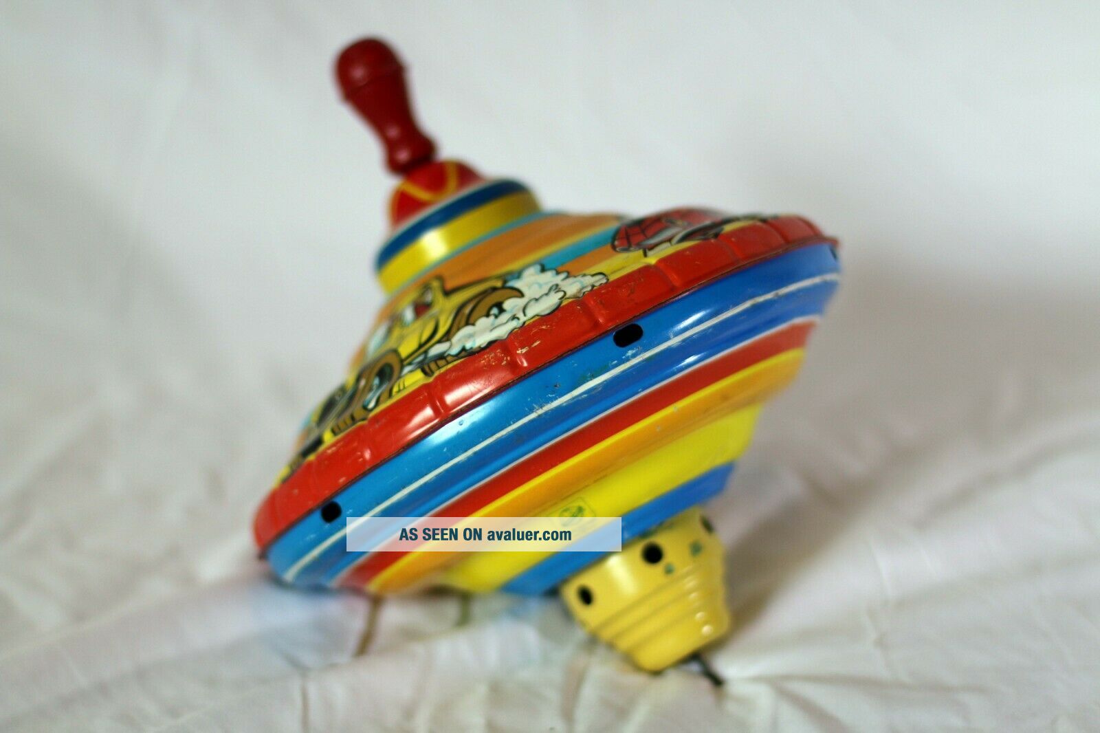 Vintage Metal Spinning Toy Top By Ohio Art 9 " In Diameter, Hotrod Car ...