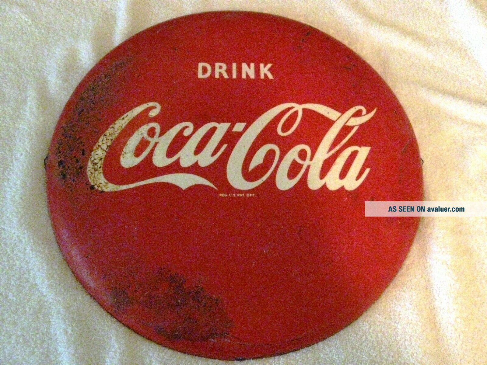 Vintage 50 ' S Coca Cola Button Sign 16 Inches | #656994
