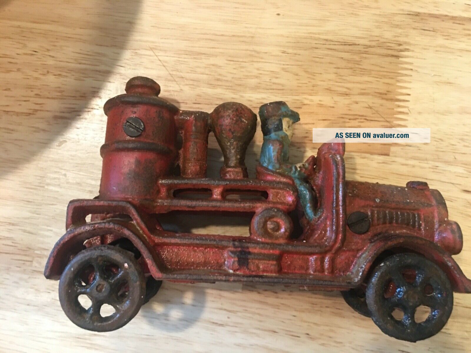 Antique Hand Painted Cast Iron Fire Truck Fireman Fire Engine Pumper ...