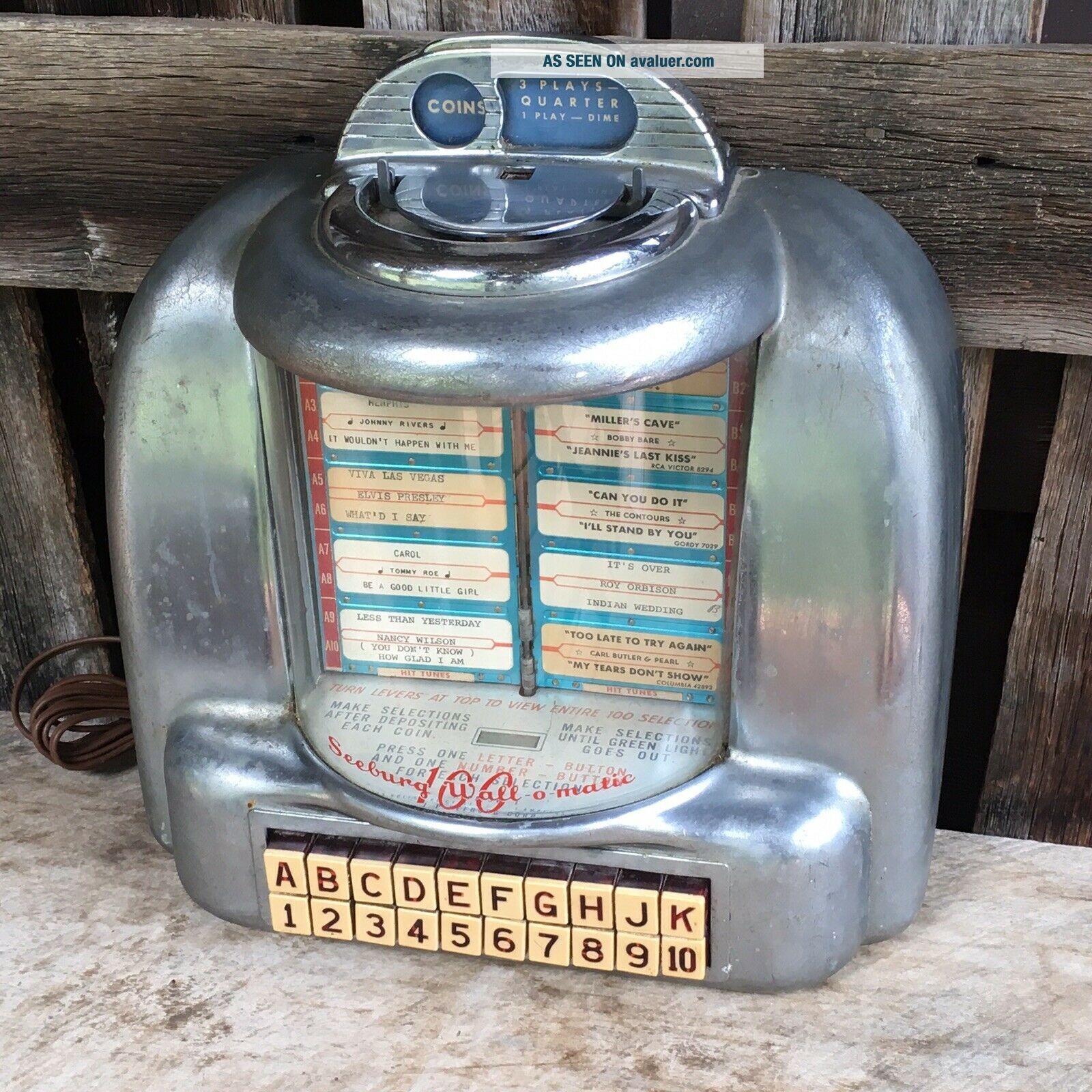 Vintage Seeburg Wall - o - matic Jukebox Selector.  Diner/Table Top