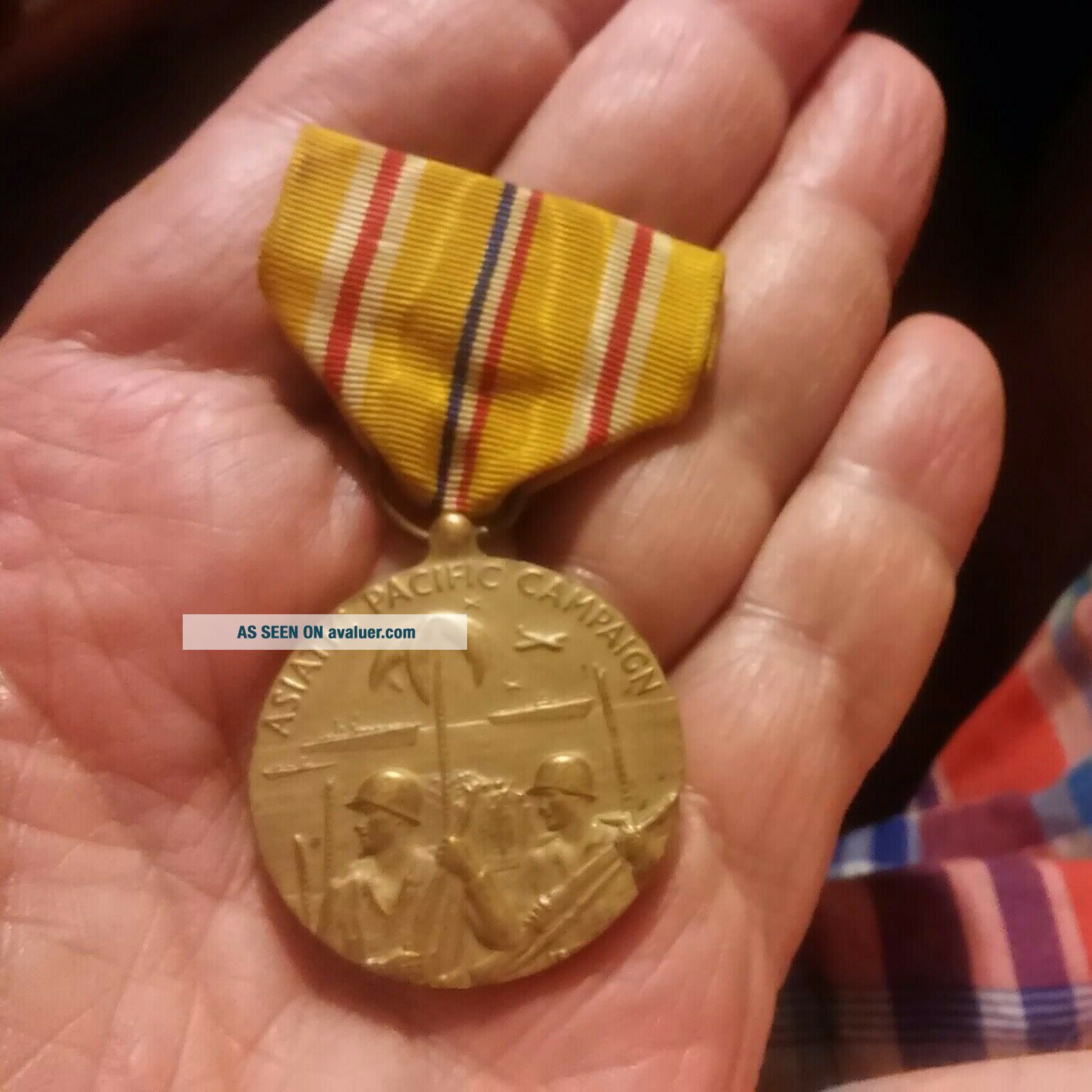 WWII US NAVY ASIATIC PACIFIC THEATRE CAMPAIGN MEDAL RIBBON ( (B42
