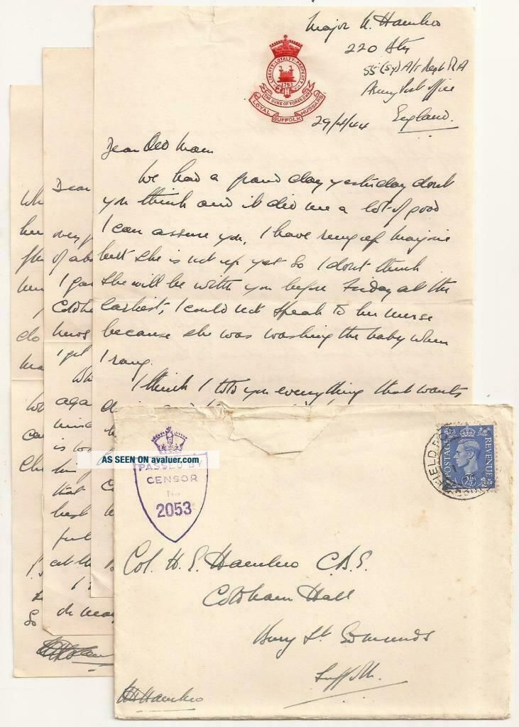 Normandy Letters WWII Letters 1944. Fought Normandy. Royal Artillery Anti Tank Battery ...
