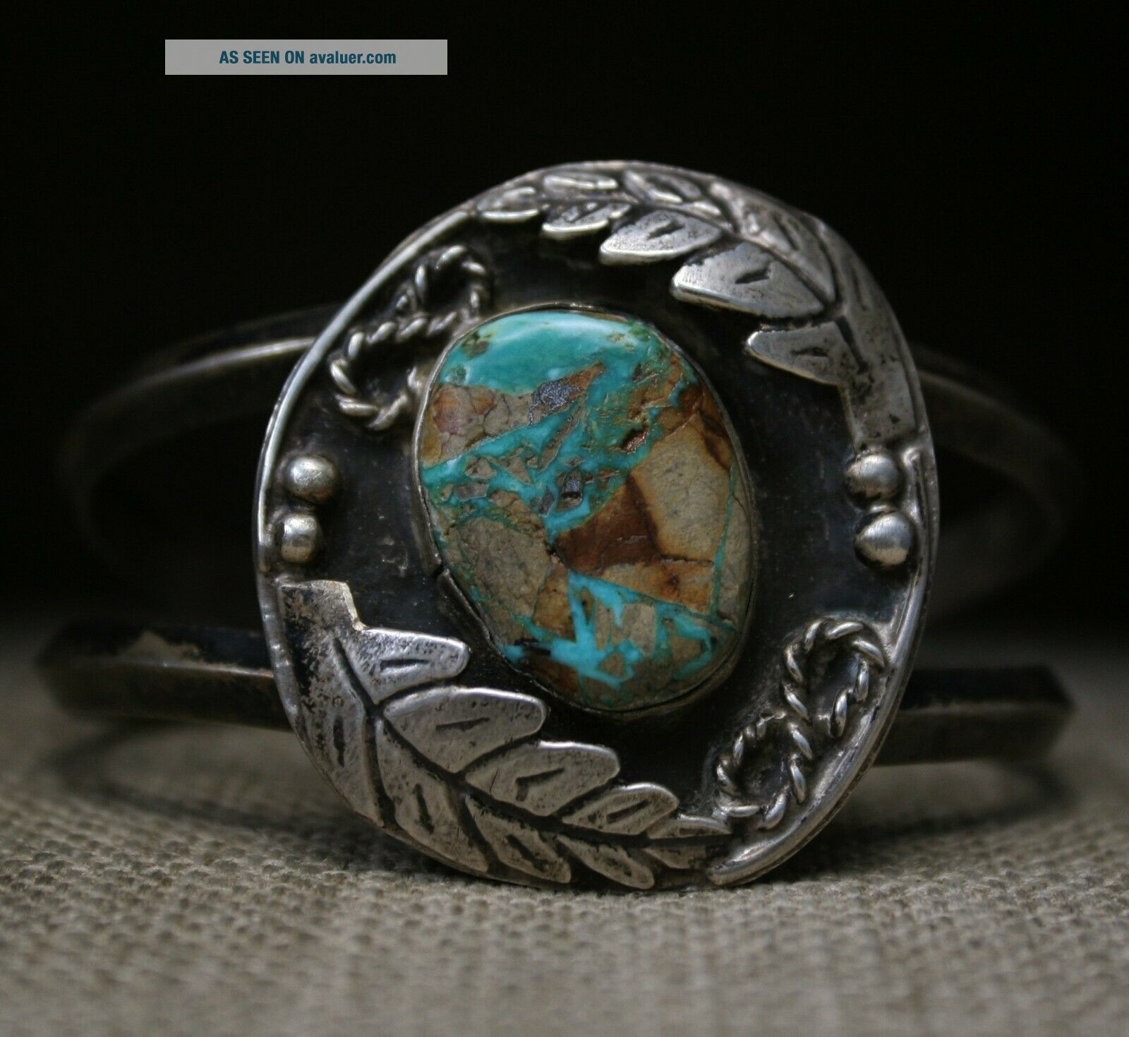 Vintage Native American Navajo Sterling Silver Turquoise Cuff Bracelet ...