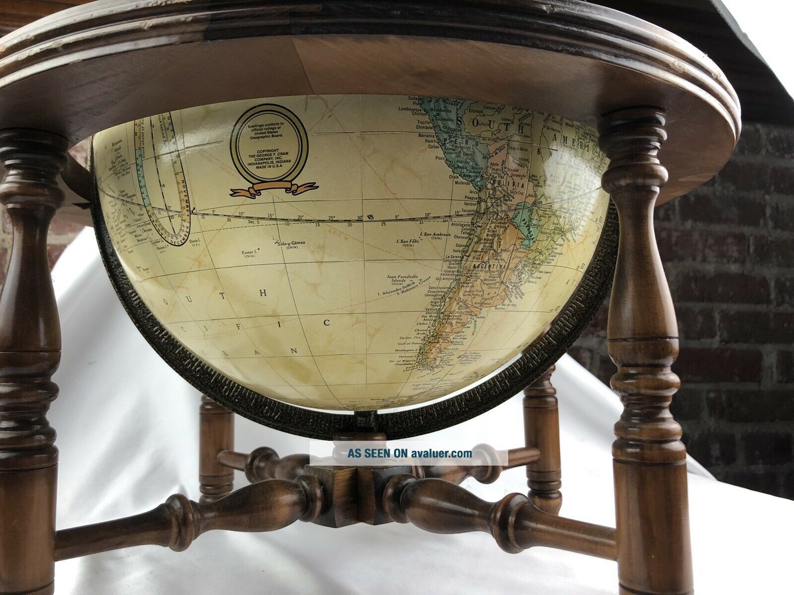 VINTAGE 12” CRAM ' S IMPERIAL WORLD GLOBE WITH WOOD STAND | #1096059