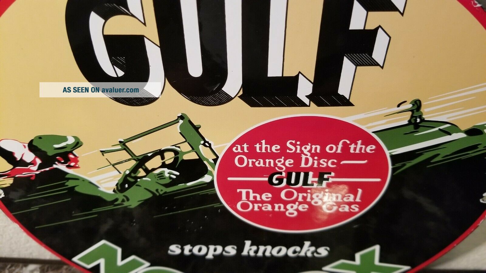 VINTAGE GULF GASOLINE PORCELAIN GAS AUTO OIL SERVICE STATION PUMP PLATE ...
