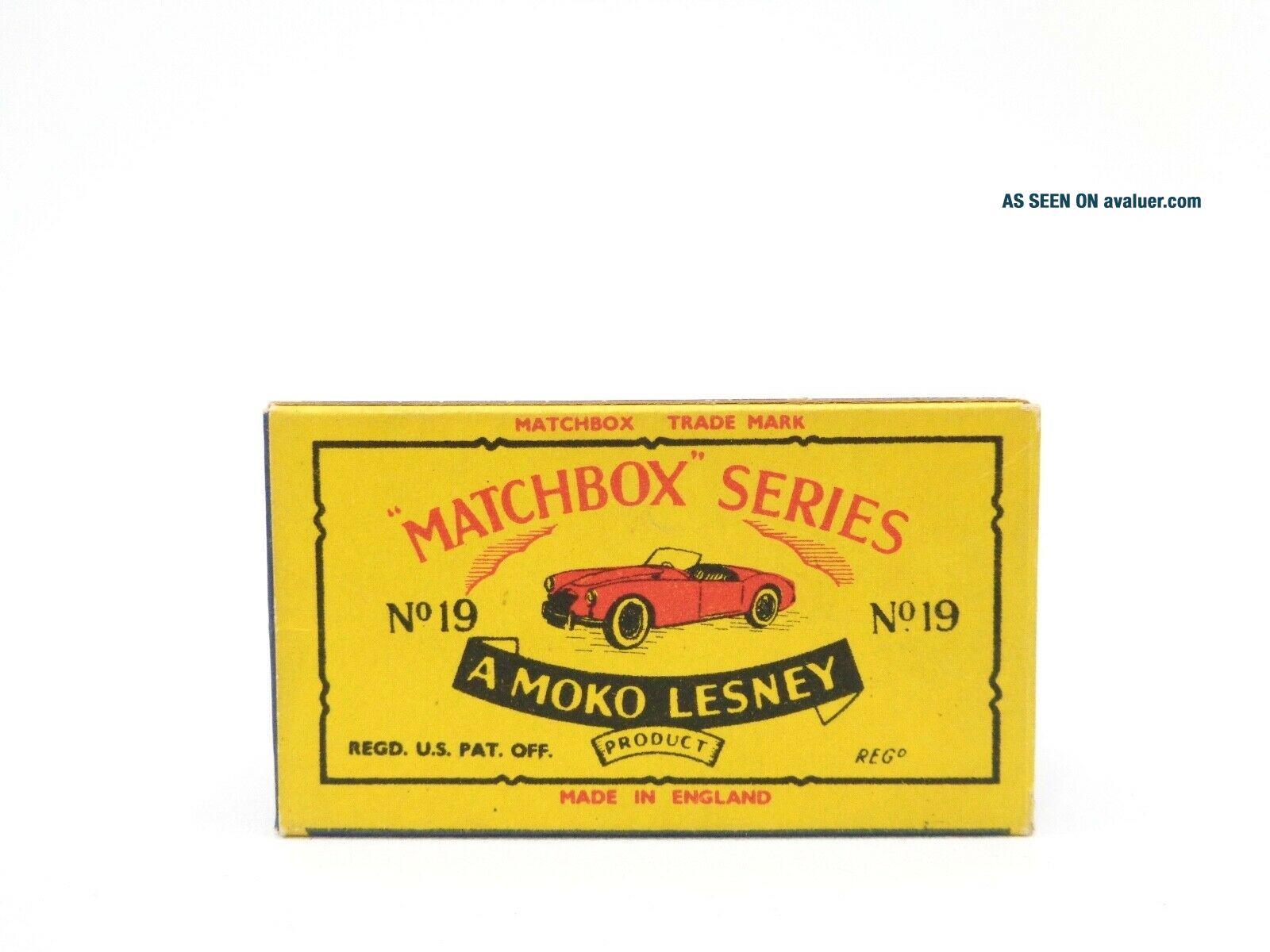 box for 1958 MOKO Lesney Matchbox No.  19 ' MGA SPORTS CAR ' - see photos & more boxes