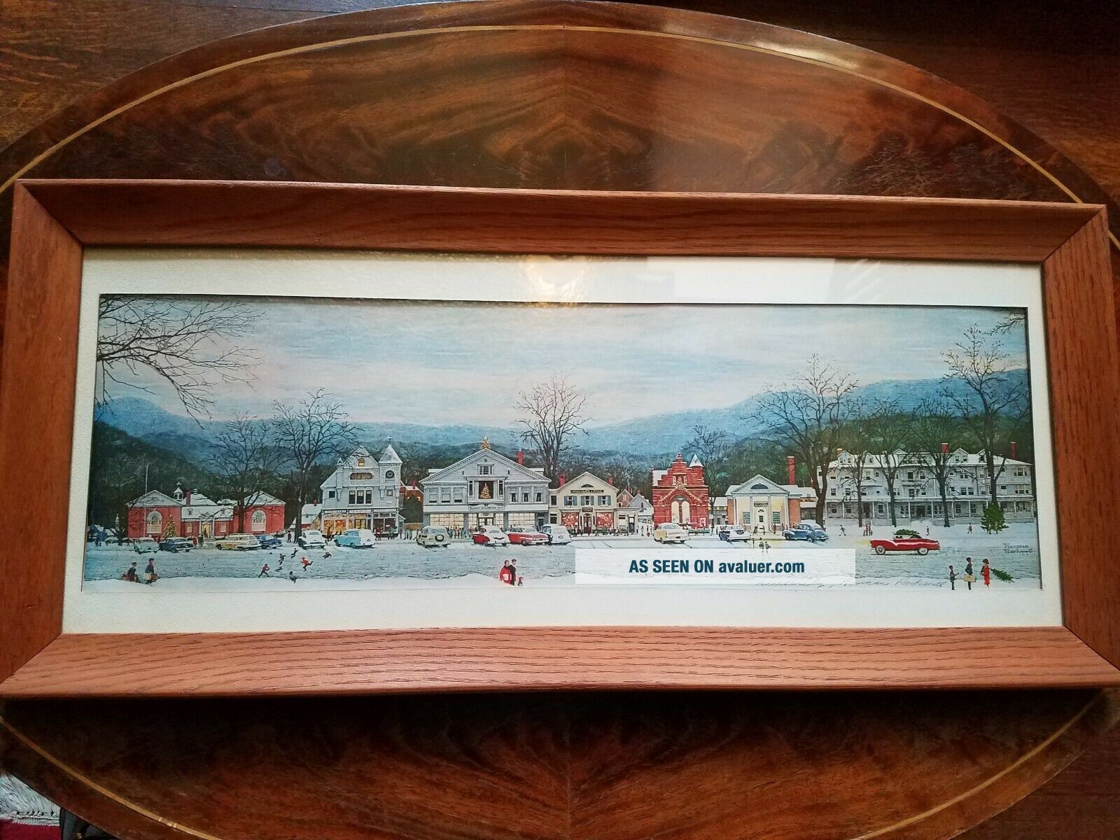 Norman Rockwell Stockbridge Main Street At Christmas Signed Framed