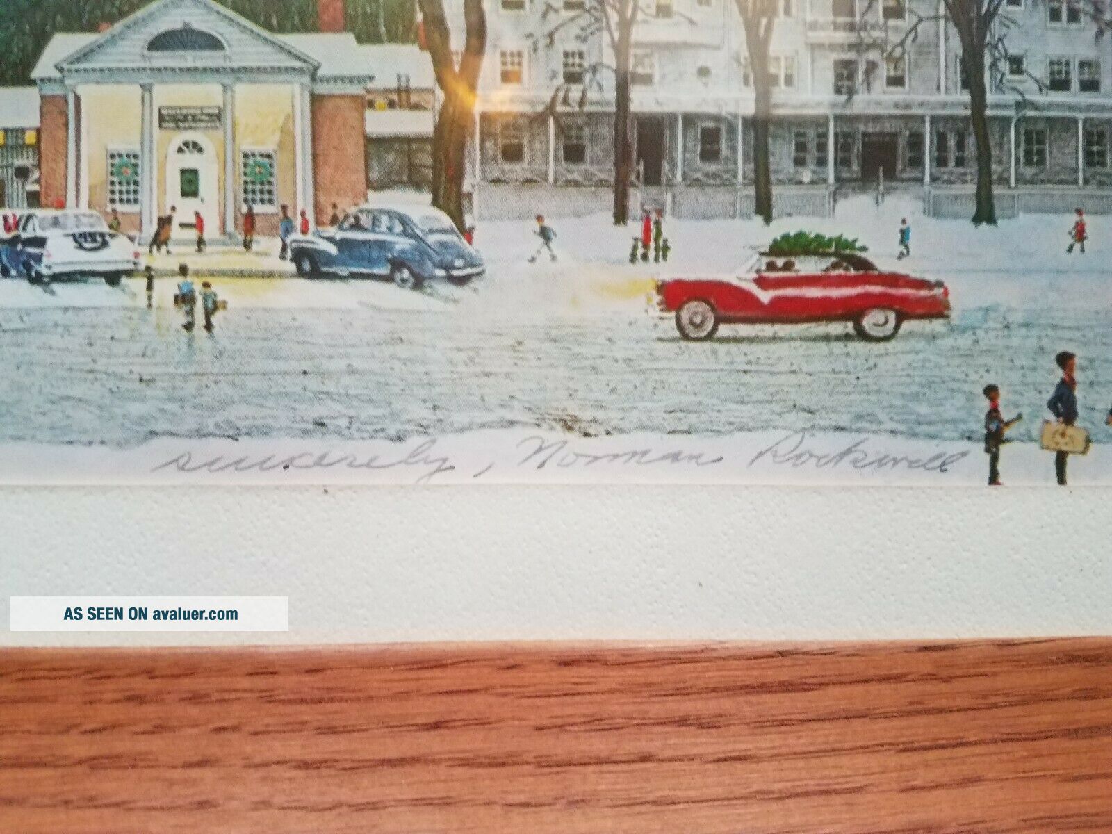 Norman Rockwell Stockbridge Main Street At Christmas Signed Framed